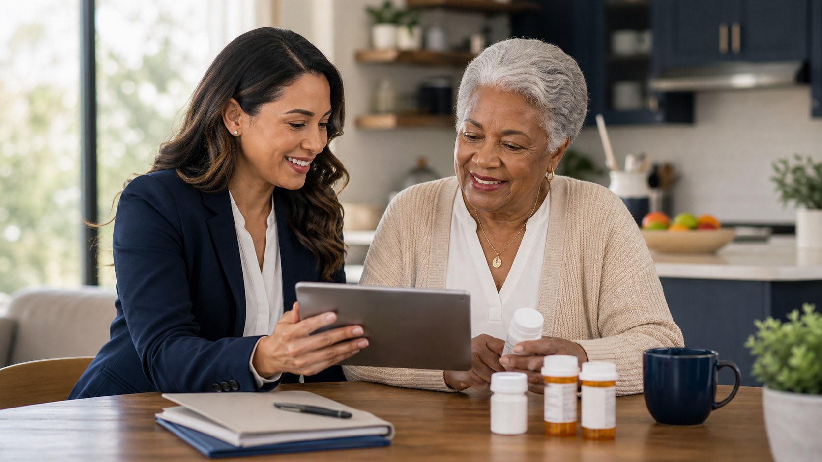 Advisor reviewing prescription medication options with a Medicare member